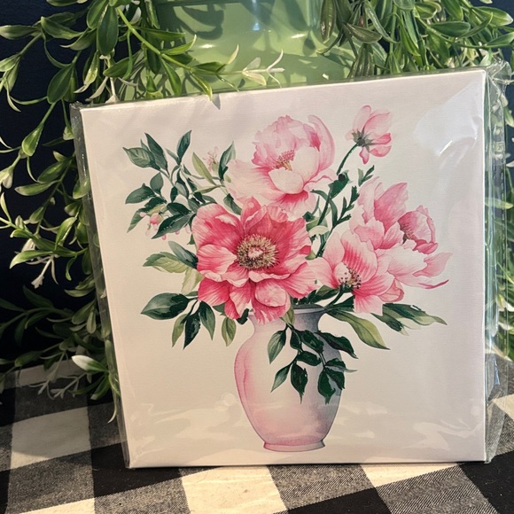 Other - Floral Mini Canvas Art with Pink Peonies